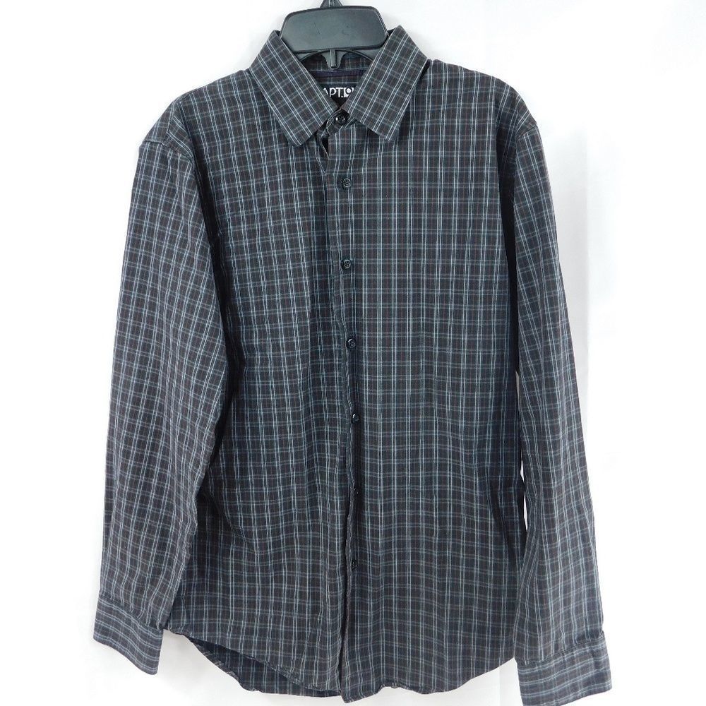 Apt 9 Plaid Black/Red Casual Button Down Shirt